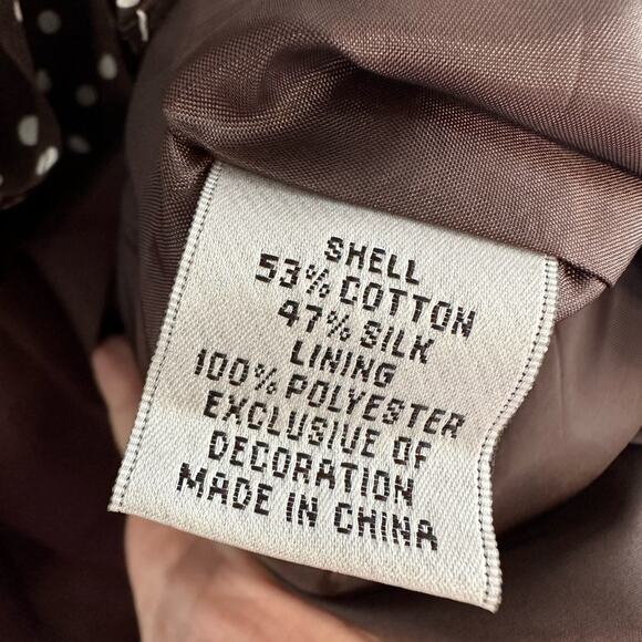 Vintage Talbots Silk Brown Dress Polka Dot Bow Preppy Fall Derby Party Twee Prep - Picture 5 of 6